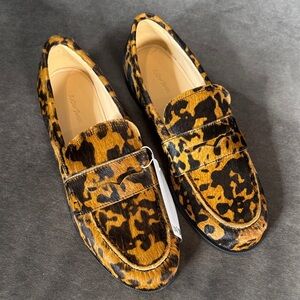 & Other Stories Premium Hairy Leather Loafers Cow Print Beige Dark Size 9.5 40EU